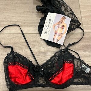 Vintage 1950s The Original “Le Brasette”By Nan Flower Bra Panty Stocking Garter